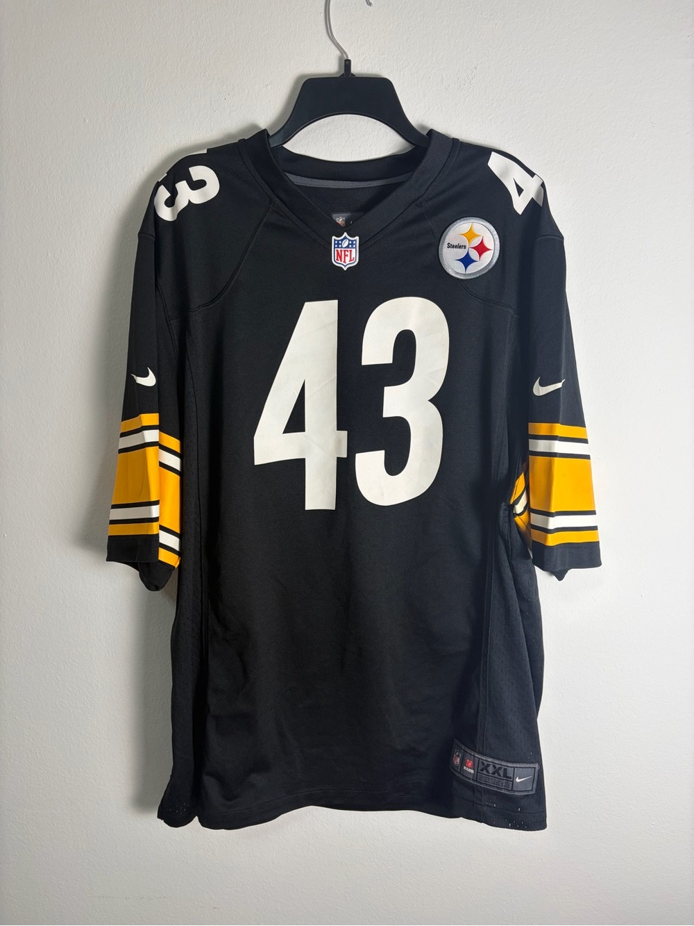 Nike Troy Polamalu #43 Pittsburgh Steelers Jersey XXL NFL Football Black Gold